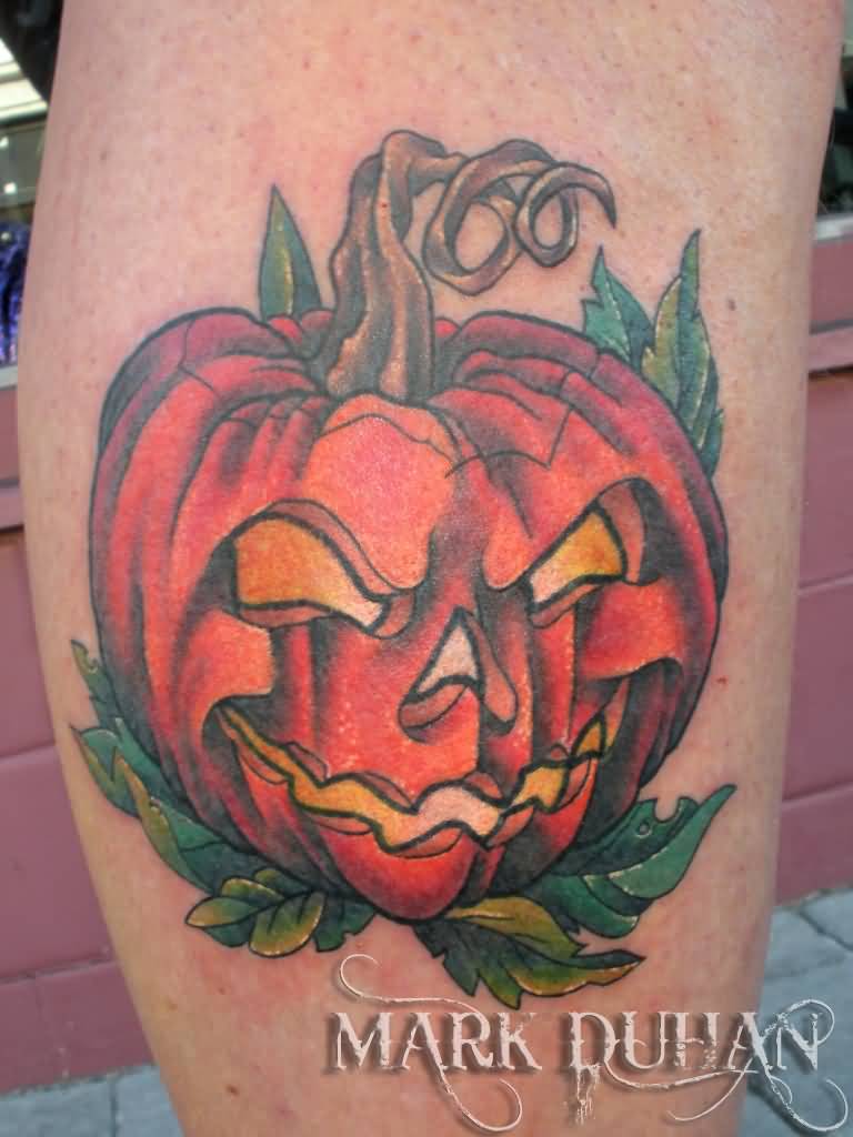 Red Jack O Lantern Tattoo By Amduhan