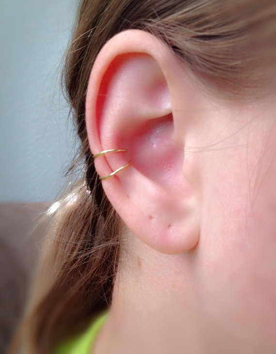 Right Ear Conch Gold Hoop Rings