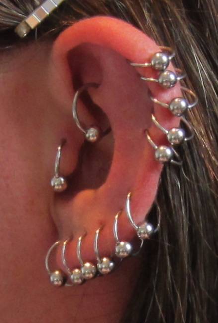 Silver Bead Rings Ear Project Piercing On Left Ear
