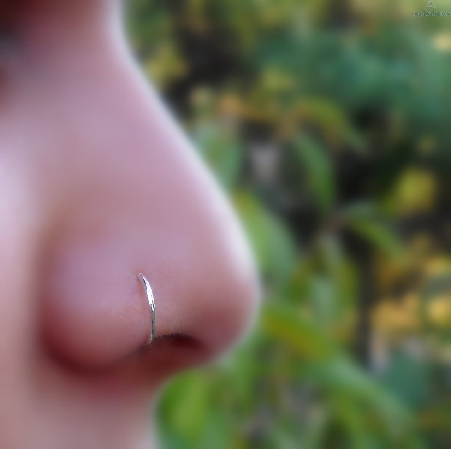 Silver Hoop Right Nostril Piercing For Girls