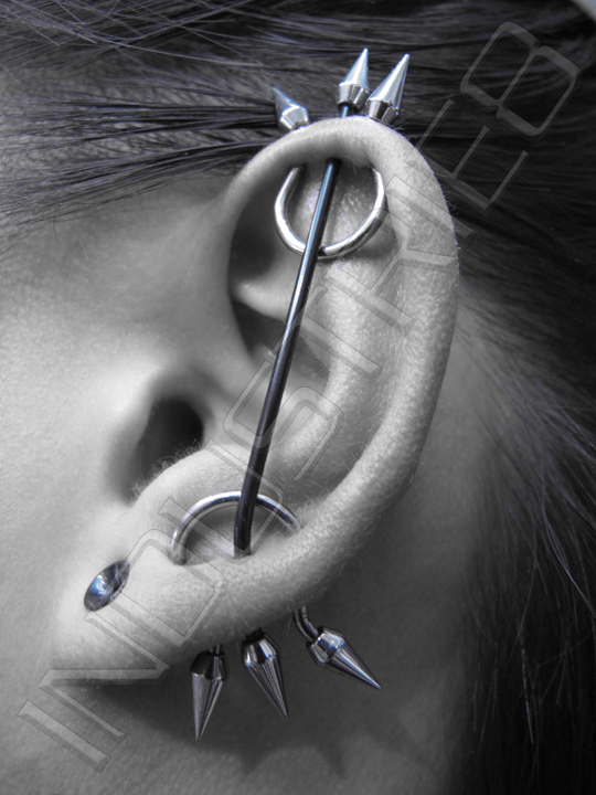 Silver Spike Studs Ear Project Piercing On Left Ear