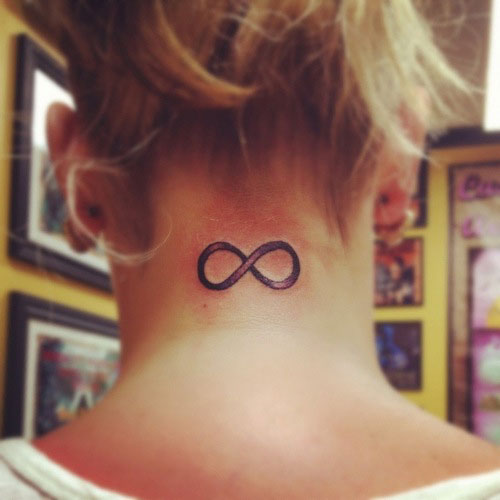 Simple Infinity Symbol Tattoo On Nape