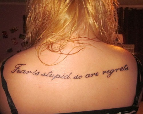 Simple Marilyn Monroe Quote Tattoo On Upper Back For Girls