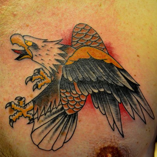 Simple Old School Eagle Tattoo On Chest