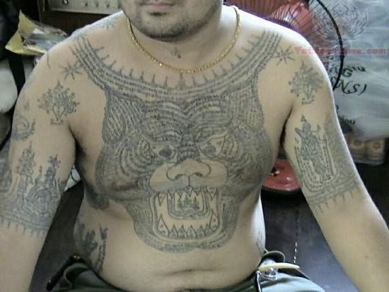 Simple Thai Tiger Tattoo On Full Body