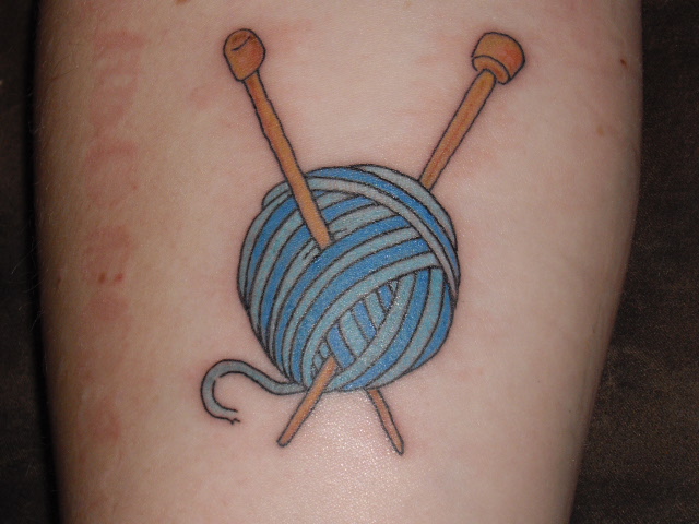 Small Blue Knitting Yarn Tattoo By Holls