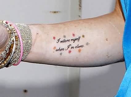 Small Marilyn Monroe Quote Tattoo On Forearm