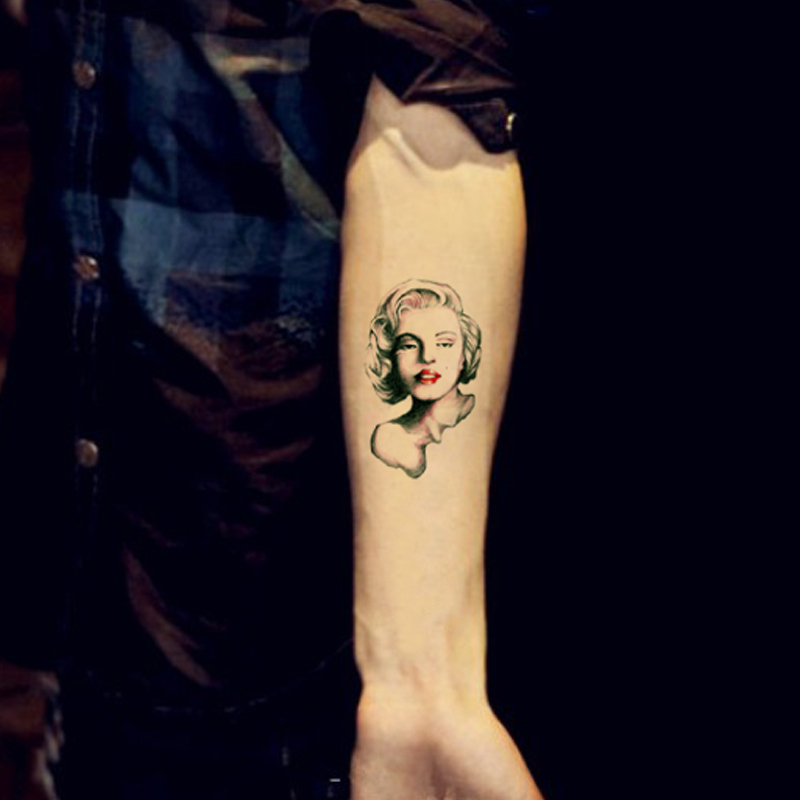 Small Marilyn Monroe Temporary Tattoo On Forearm