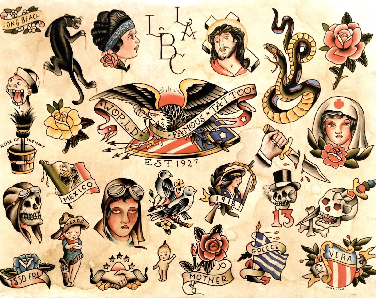 3. Bert Grimm's Old Time Tattoo Flash: 24 Sheets of Classic American Tattoo Designs - wide 8
