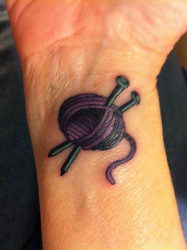 Small Yarn Knitting Tattoo On Wrist