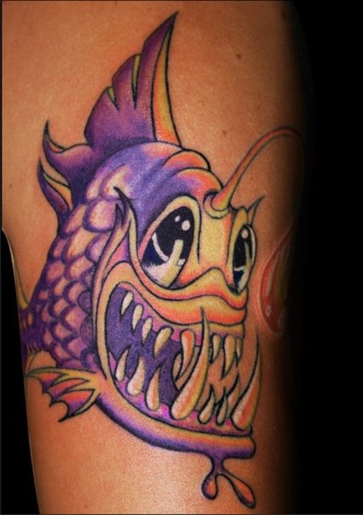 Smiling Angler Fish Tattoo