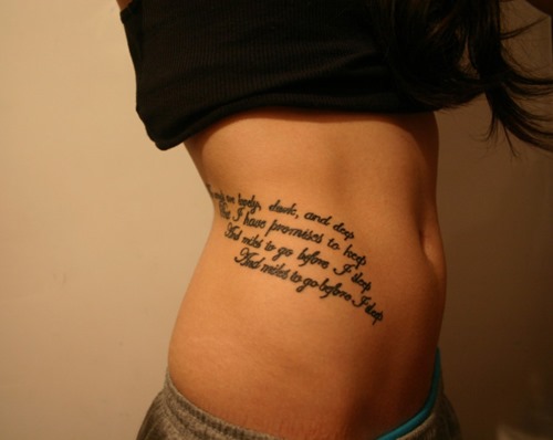 Stopping By Woods Poem Tattoo On Side Rib For Girls