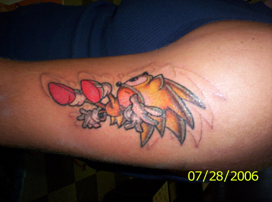 Super Sonic Tattoo On Arm Sleeve By Judge Ghis
