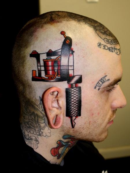 Tattoo Machine Old School Tattoo On Head