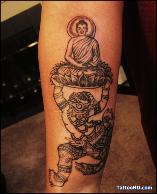 Thai Buddha Tattoo On Forearm