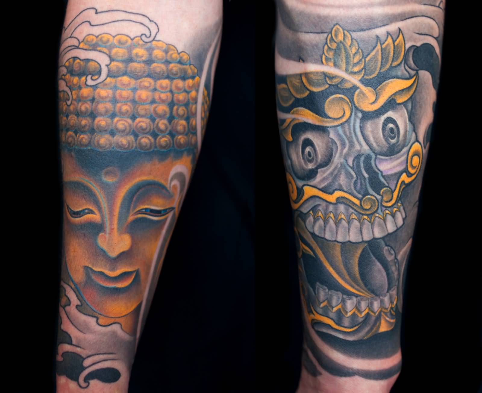 Tibetan Skull With Buddha Tattoo