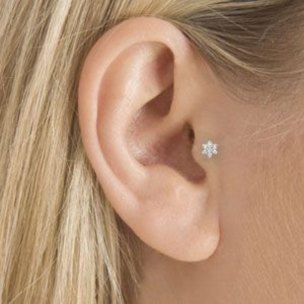 Tragus Piercing With Flower Stud
