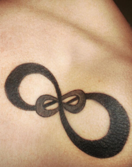 Two Infinity Symbols Tattoo On Collarbone