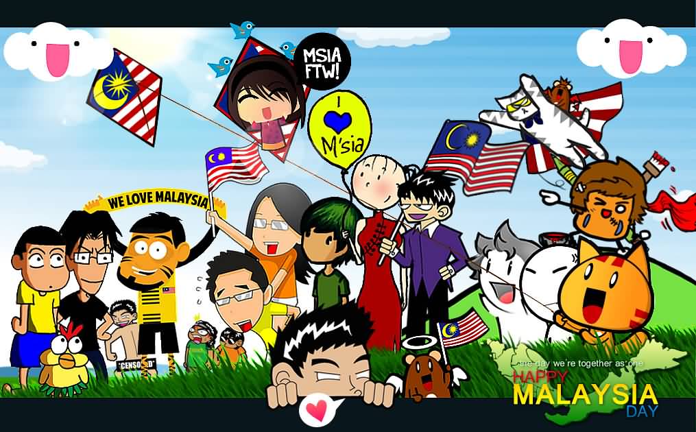 We Love Malaysia Happy Malaysia Day Cartoon Picture