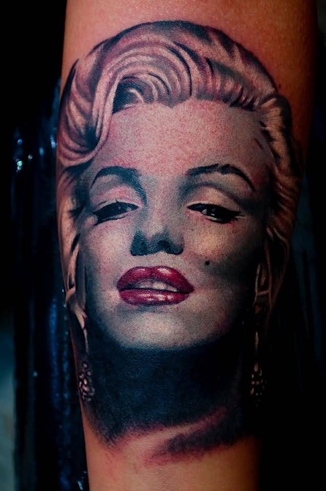 Wonderful Blue Face Marilyn Monroe Tattoo