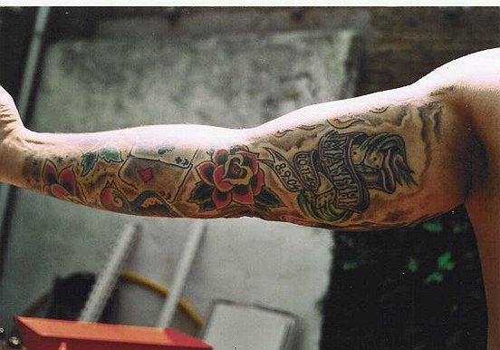Wonderful Old School Tattoo On Sleeve By WildThings Tattoo