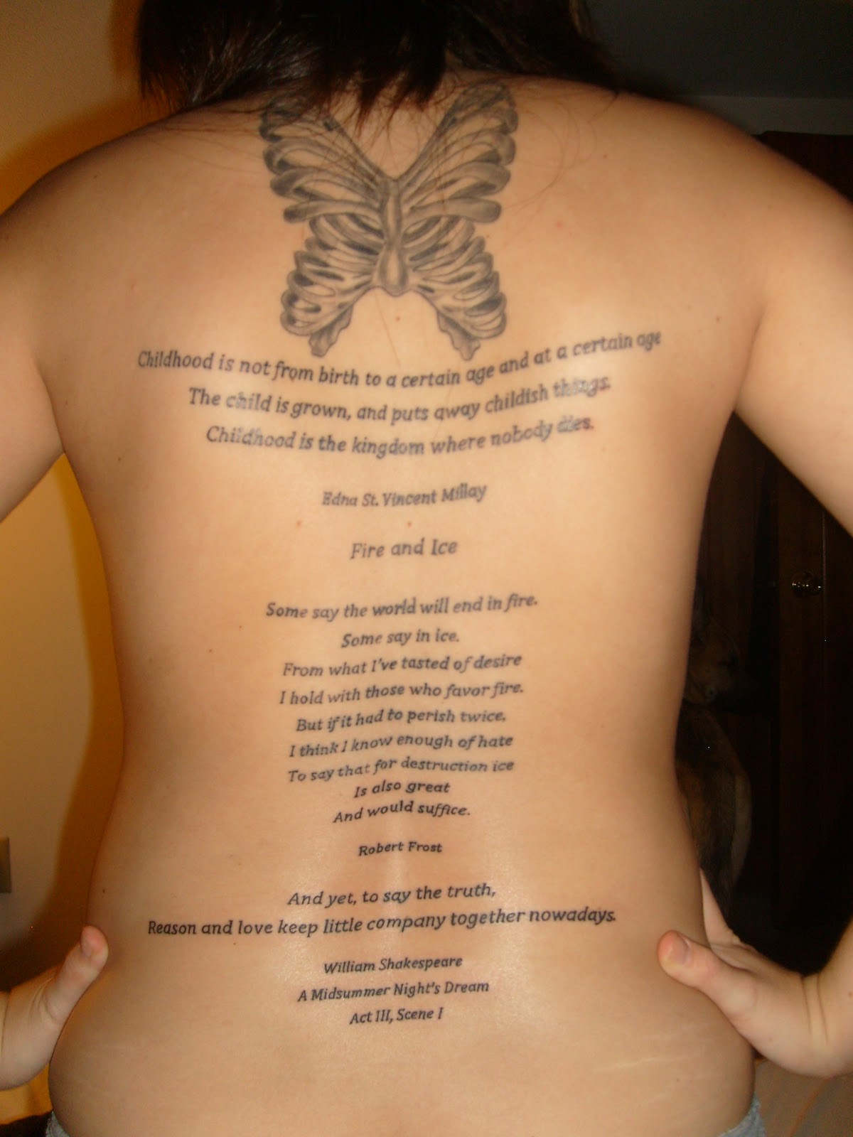 Wonderful Poems With Butterfly Tattoo On Full Back