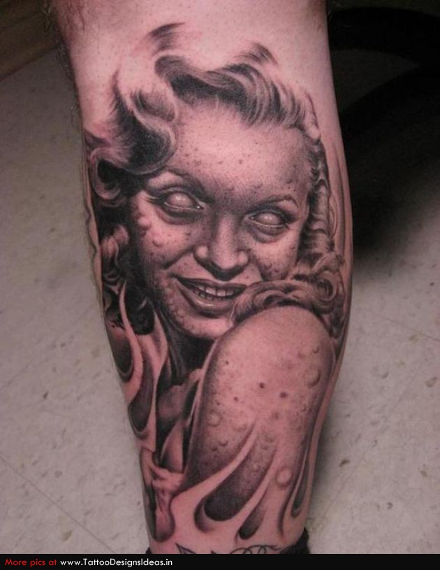 Zombie Marilyn Monroe Tattoo On Arm