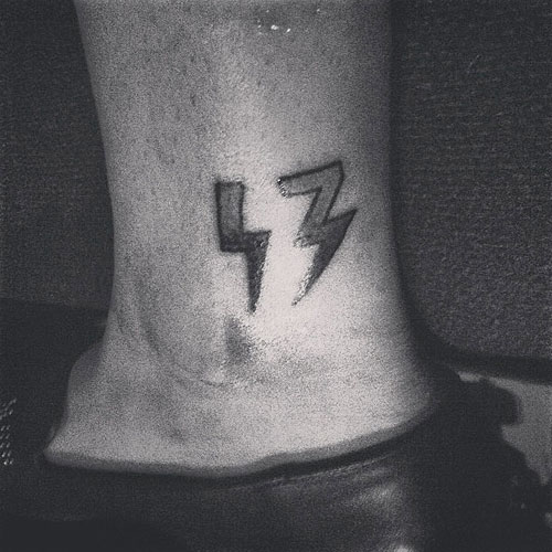13 In Thunder Style Tattoo On Ankle