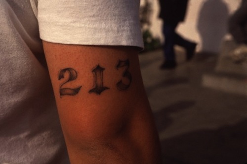 213 Number Tattoo On Elbow