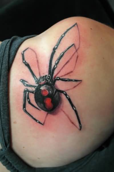 3D Black Widow Spider Tattoo