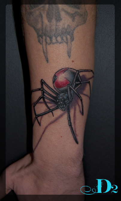 3D Black Widow Tattoo On Wrist By Tattoo Nouveau