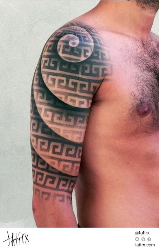 3D Spiral Tattoo On Upper Arm For Men