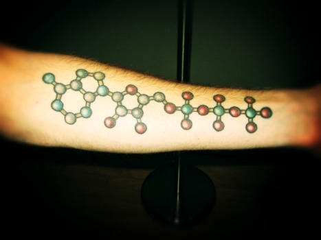 ATP Molecules Science Tattoo On Forearm