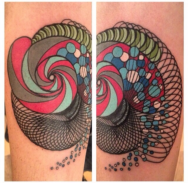 Abstract Fibonacci Spiral Tattoo By Alex Sabur