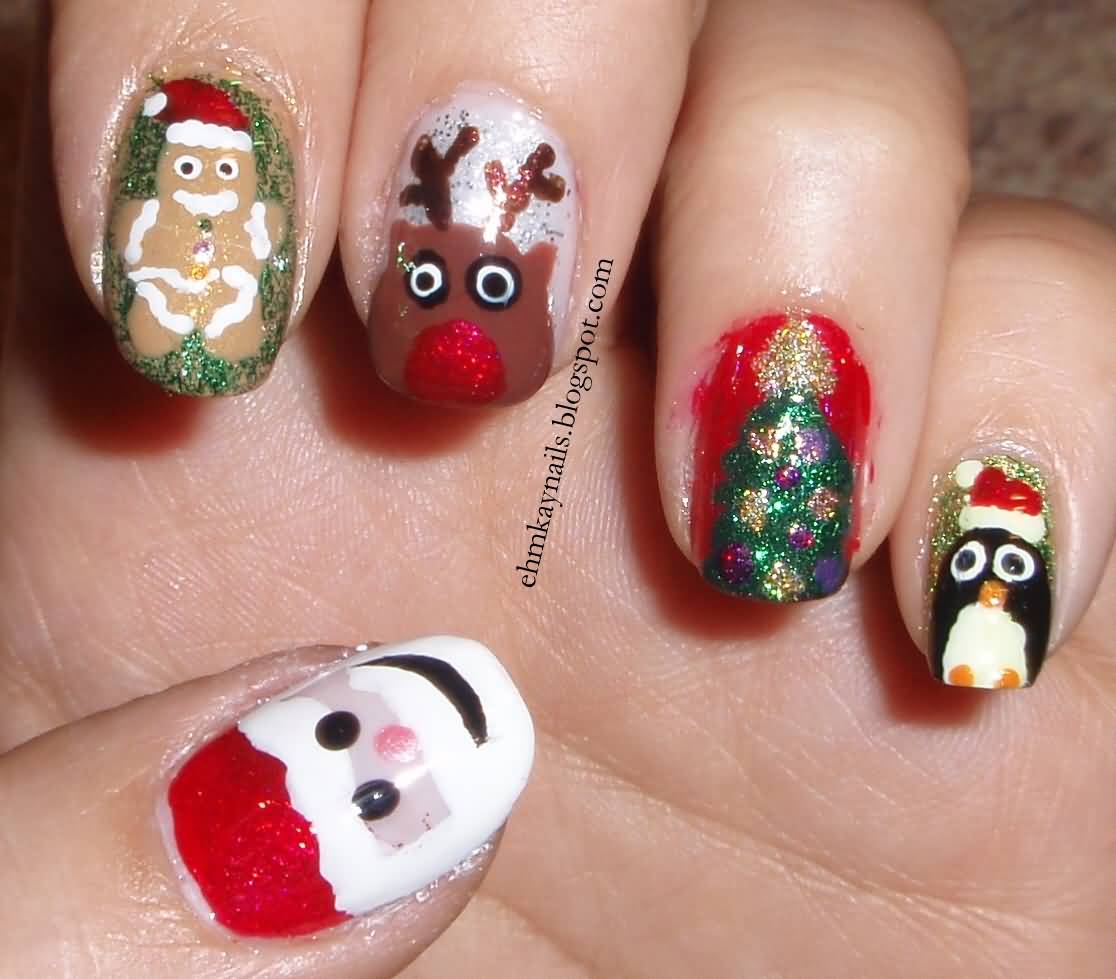 Adorable Christmas Nail Art Design