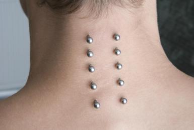 Silver Barbells Surface Neck Piercing