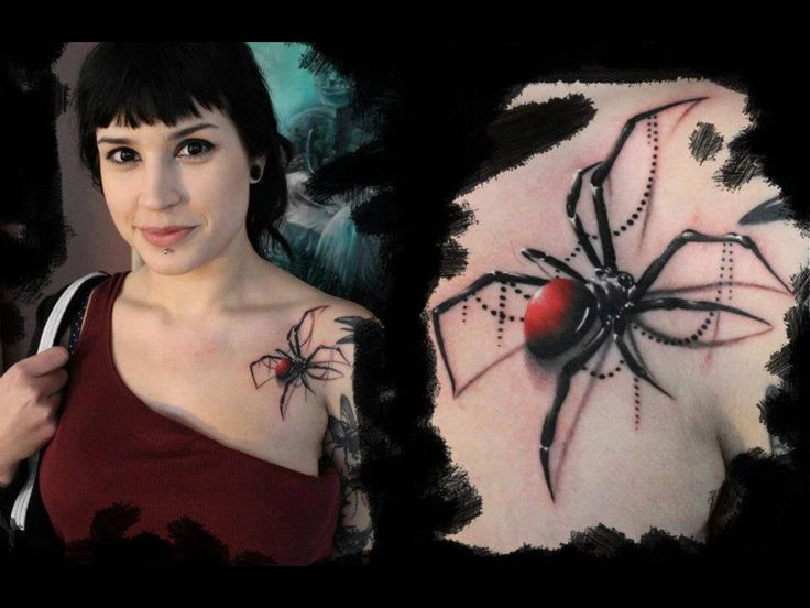 Amazing Black Widow Spider Tattoo For Girls