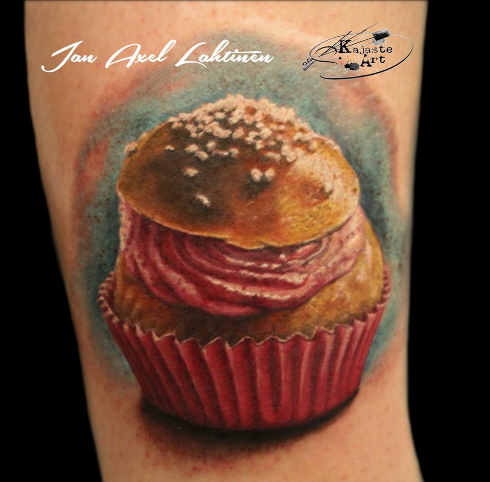 Amazing Cupcake Tattoo Idea by Jan Axel