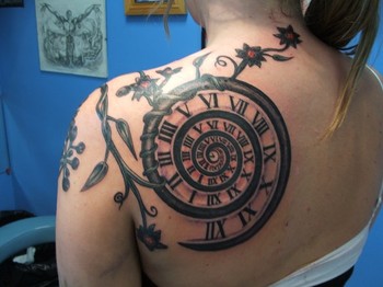 Amazing Roman Numerals Clock Tattoo On Left Back Shoulder By James Spiers