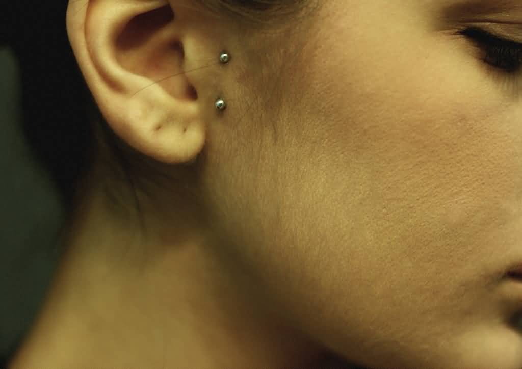 Amazing Surface Ear Piercing With Silver Barbell