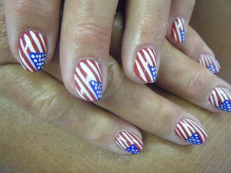 American Flag Nail Art For Girls