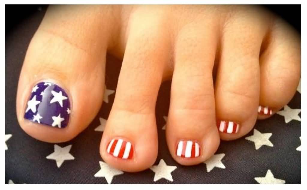 American Flag Toe Nail Art