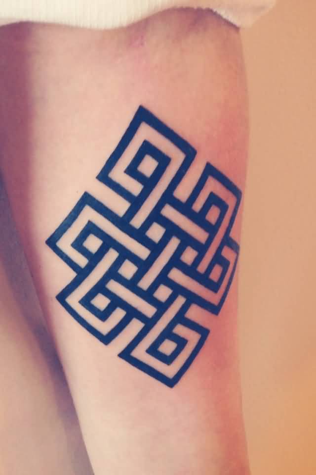 Attractive Black Endless Knot Tattoo