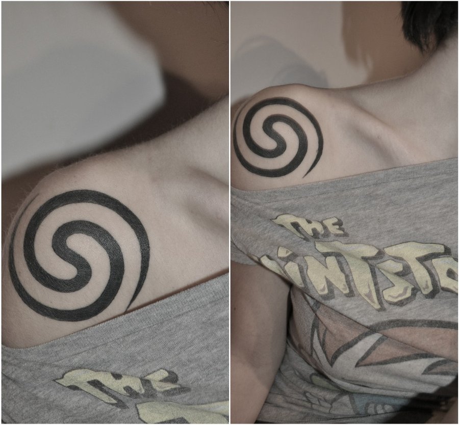 Attractive Spiral Tattoo On Shoulder For Girls
