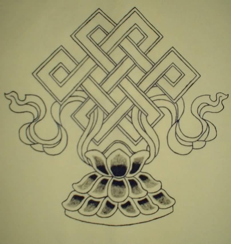 Awesome Buddhist Endless Knot Tattoo Design
