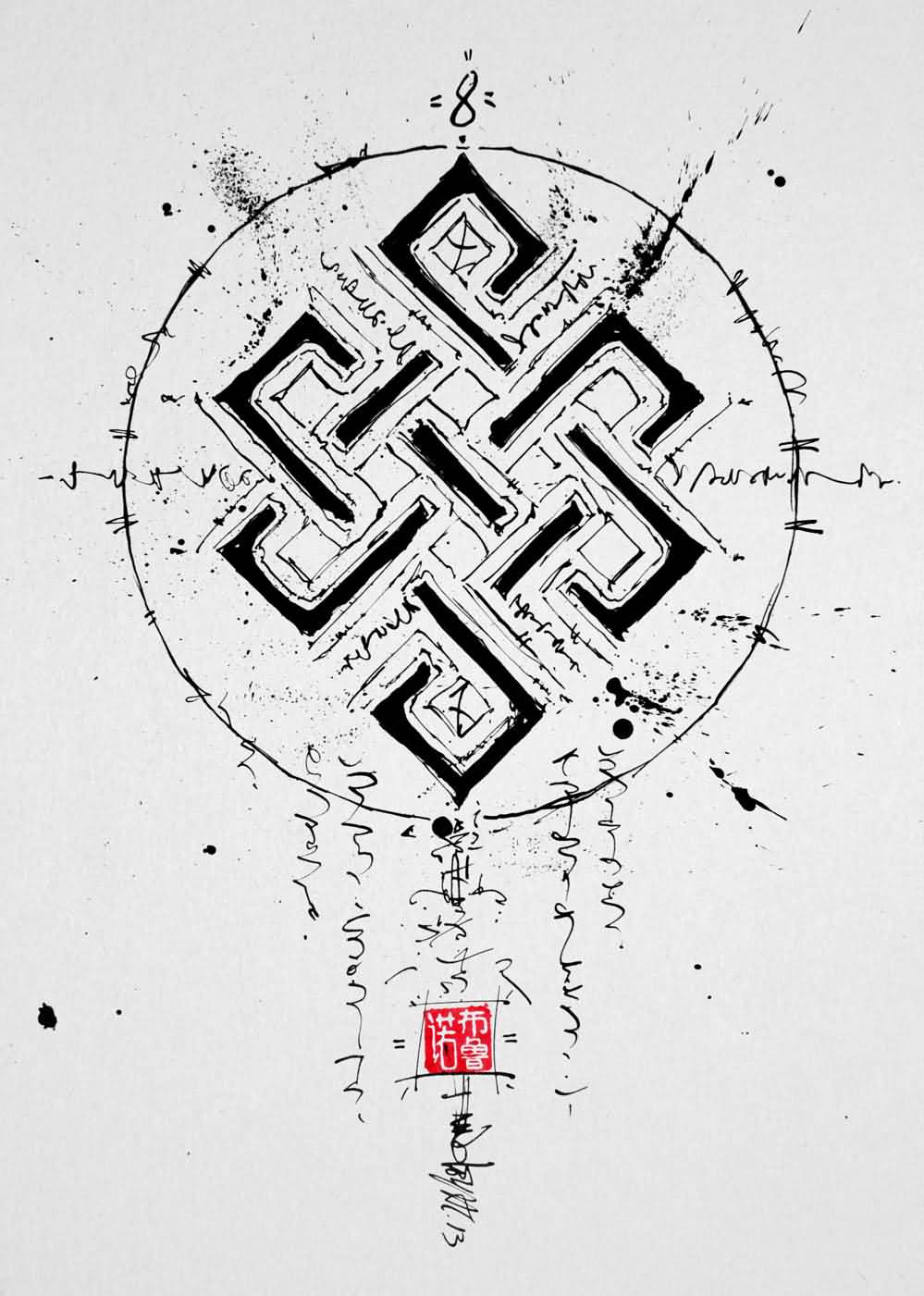 Awesome Endless Knot Tattoo Design