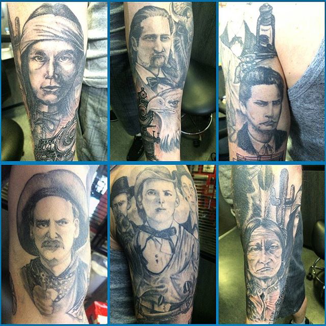 Awesome Grey Western Tattoos On Arms