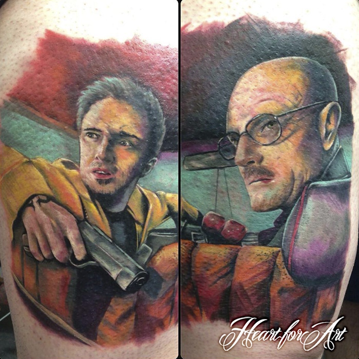 Awesome Television Series Breakign Bad Characters Portrait Tattoo