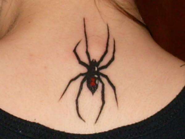 Awful Black Widow Spider Tattoo For Girls