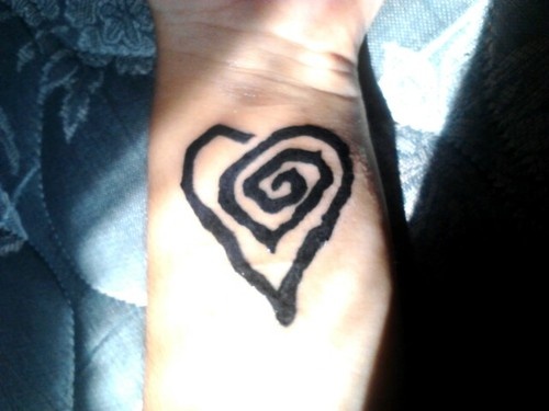 Awful Heart Spiral Tattoo On Wrist